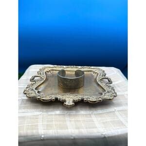 Salisbury Pewter February Flower Cuff Bracelet- Vintage Primrose Violet Embossed